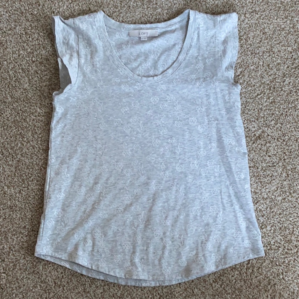 LOFT Floral Stitched T-Shirt, Size XS
